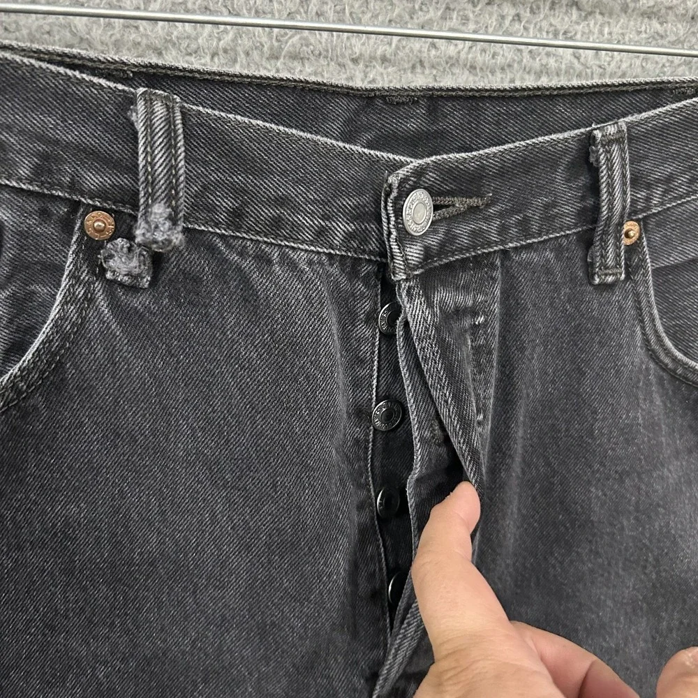 Levis‎ Jeans Mens 38x32 Black Denim 501 Straight Leg Button Fly American Y2K